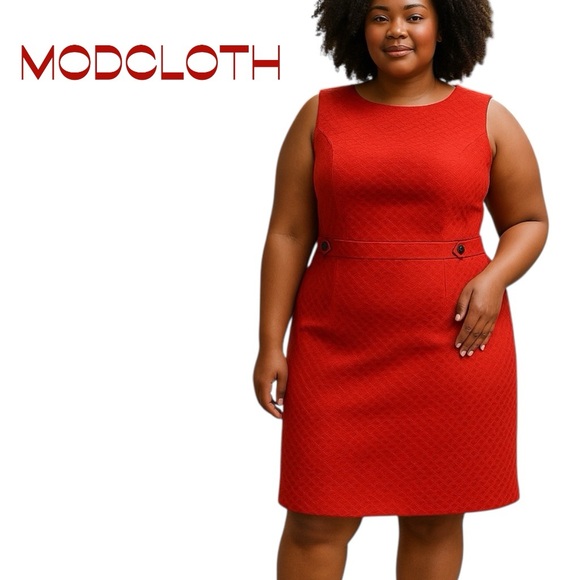 ModCloth Women’s Bold Orange Y2K Retro Look EuroGirl Dress NWOT Size 2X - Picture 1 of 12